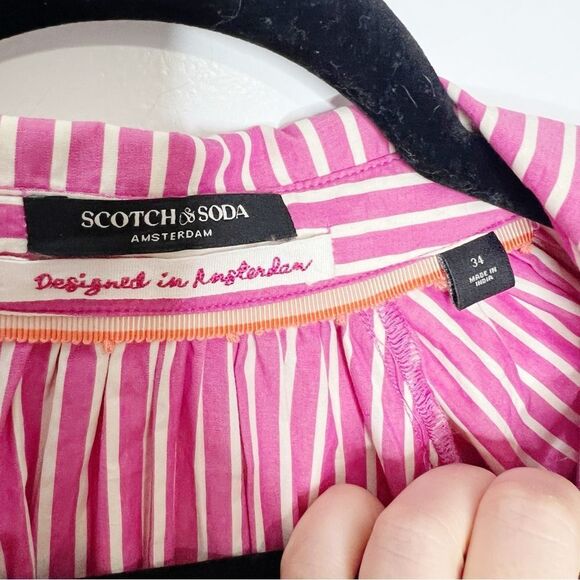 Scotch & Soda Embroidered Shirt Dress Striped Pink White  Anthropologie Size S - Picture 11 of 11
